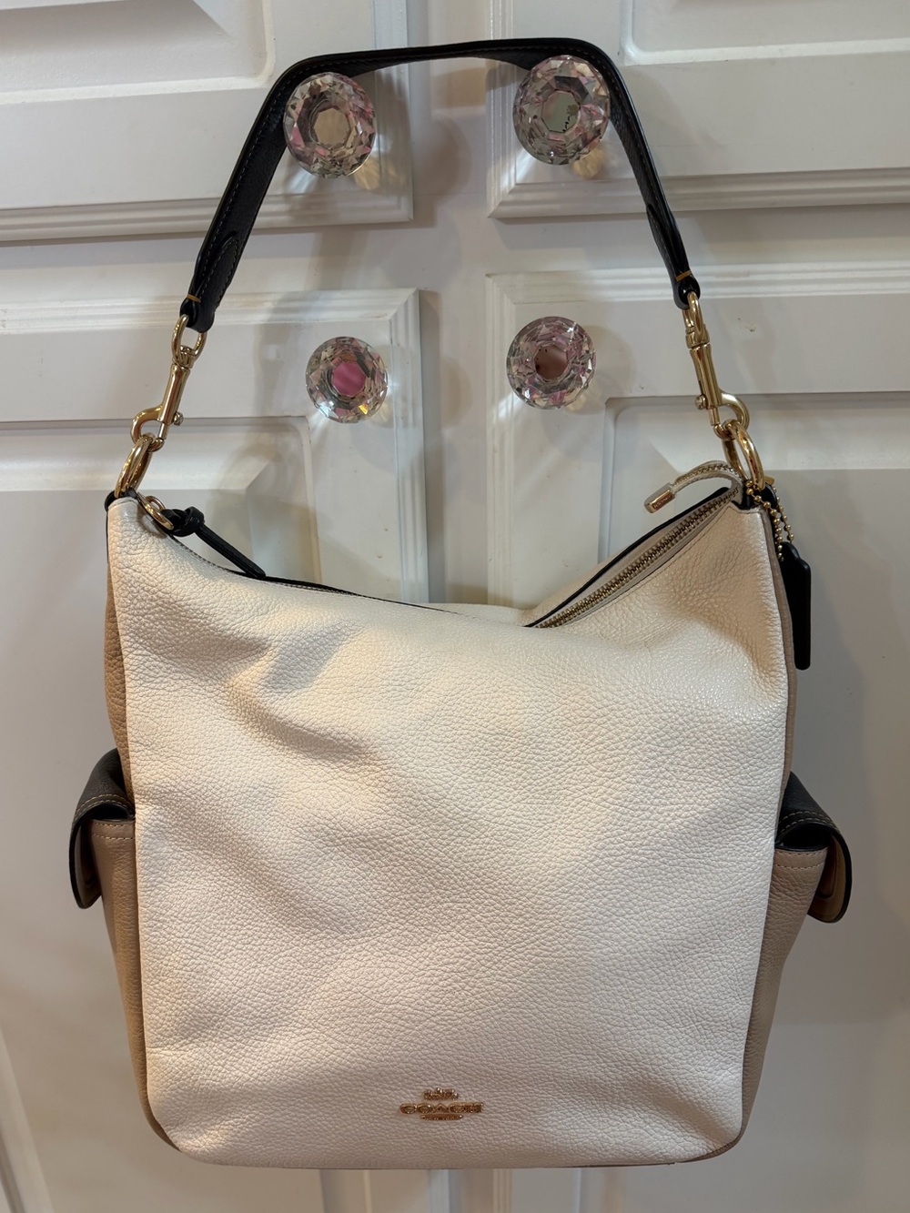 Coach Pennie Pebbled Colorblock Leather Shoulder Bag